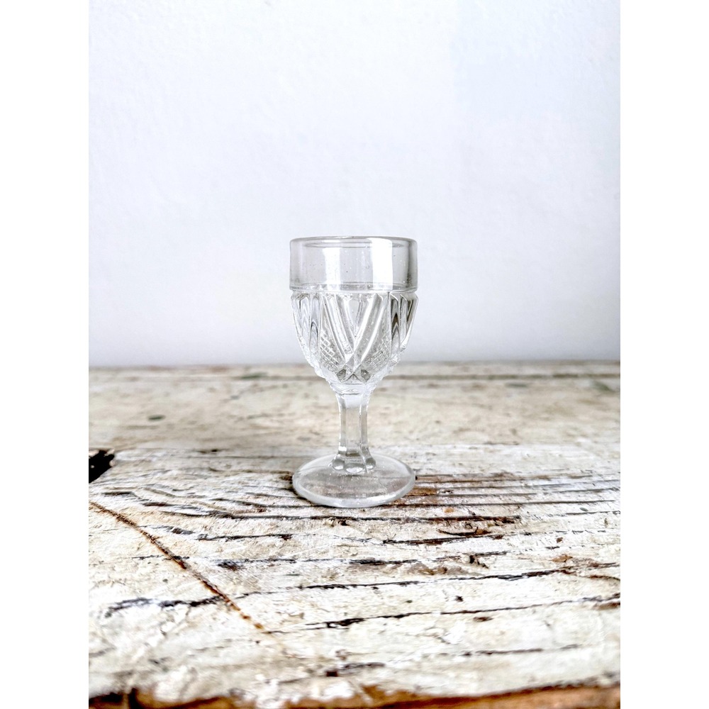 Antique‎ EAPG Co-Operative Flint No. 296 Cordial Glass 1oz 3.25" Diamond Pattern